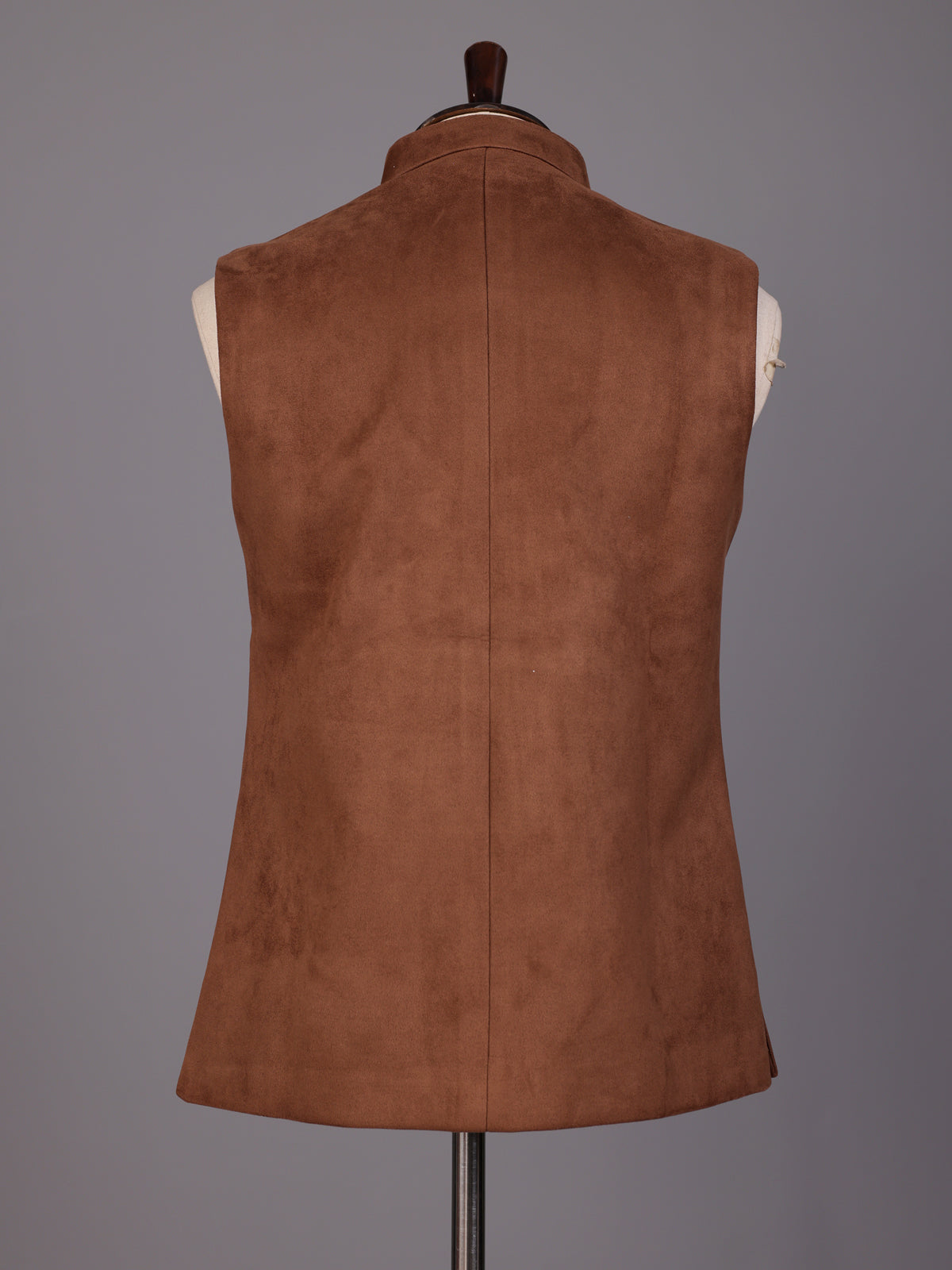 Caramel brown velvet cutdana zardosi waistcoat with metallic artwork