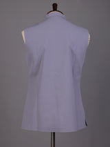 Lilac purple embellished collar waistcoat with metallic buttons for mens