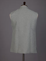 Grey textured safari waistcoat with zardosi embellished chest pocket