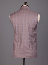 Dusty onion pink windowpane waistcoat with satin pocket square
