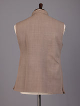 Dark beige textured waistcoat with zardosi safari pocket detailing