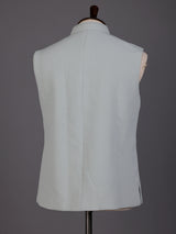 Light grey pearl embellished waistcoat with antique metallic buttons