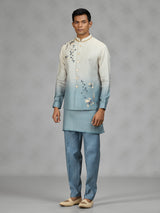 Powder blue floral mens waistcoat set