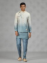 Powder blue floral mens waistcoat set
