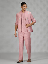 Onion pink floral mens waistcoat set
