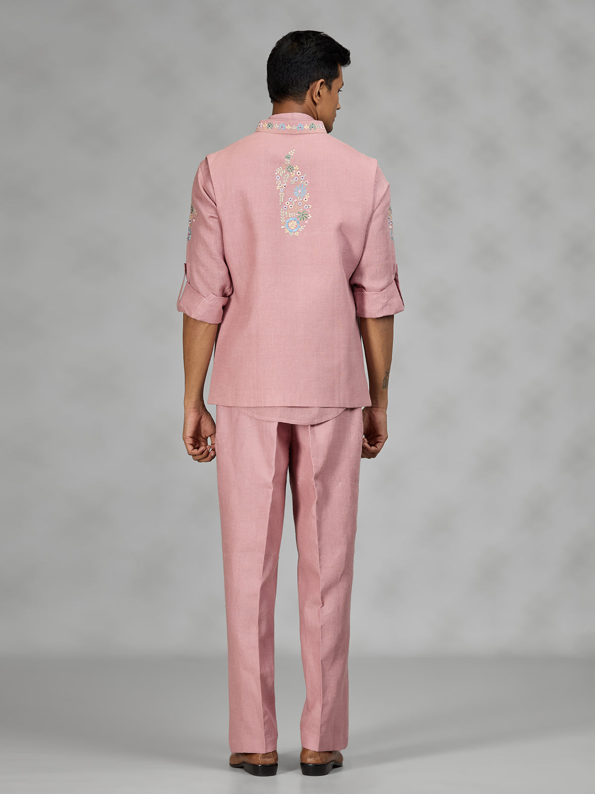 Onion pink floral mens waistcoat set
