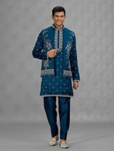 Teal blue heritage mens waistcoat set
