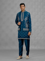 Teal blue heritage mens waistcoat set