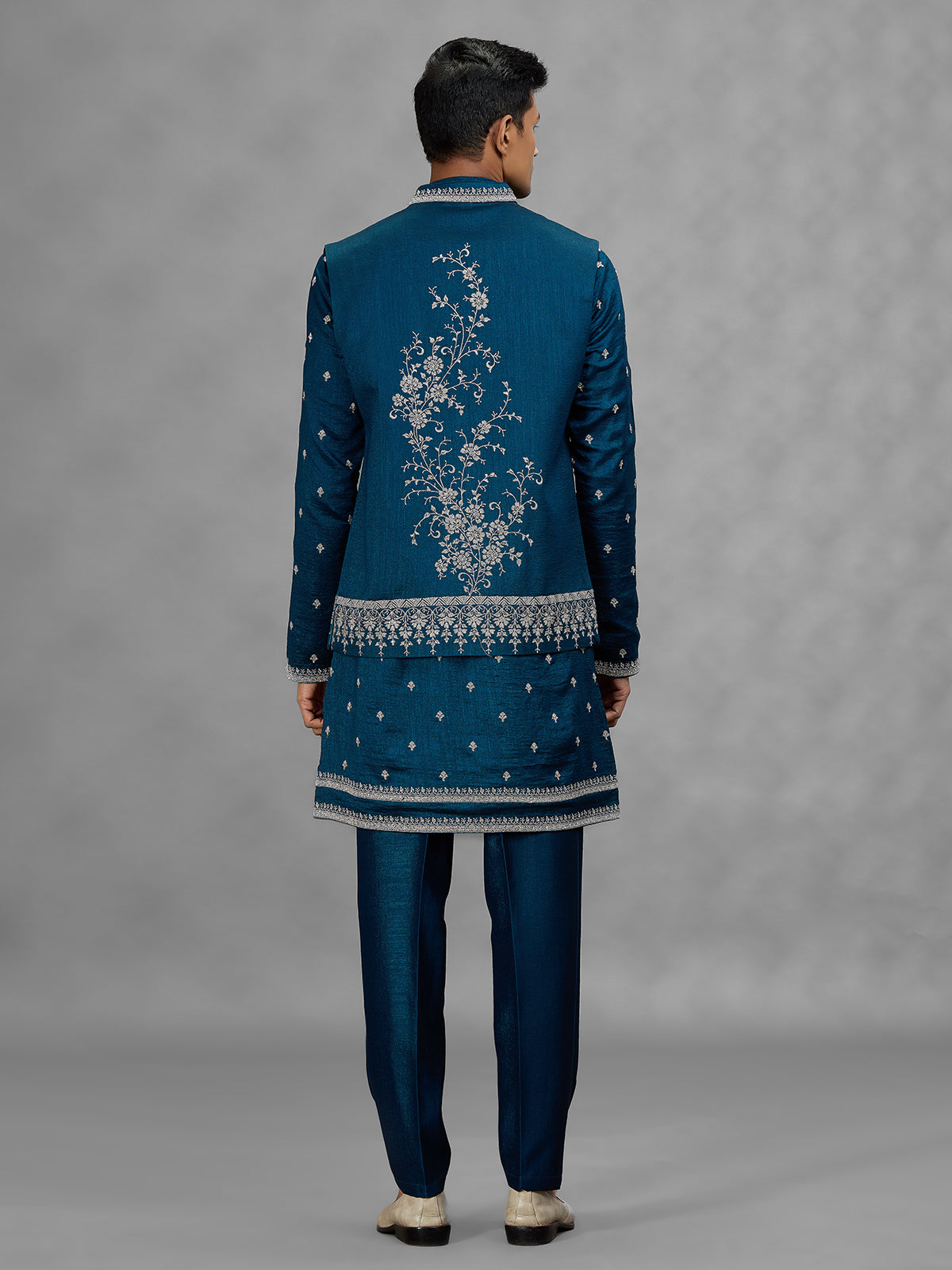 Teal blue heritage mens waistcoat set