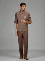 Brown regal crest mens waistcoat set