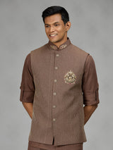 Brown regal crest mens waistcoat set