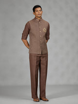 Brown regal crest mens waistcoat set