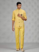 Yellow royal medallion mens waistcoat set