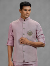 Purple royal medallion mens waistcoat set