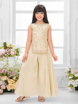 Cream floral girls festive palazzo suit
