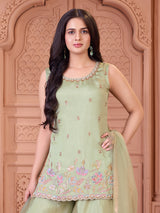 Pista green girls sharara suit