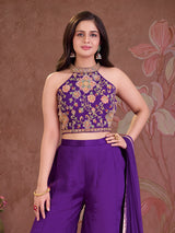 Blue floral girls festive palazzo suit
