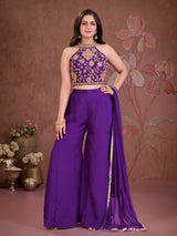 Blue floral girls festive palazzo suit