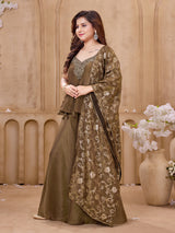 Dark olive girls palazzo suit