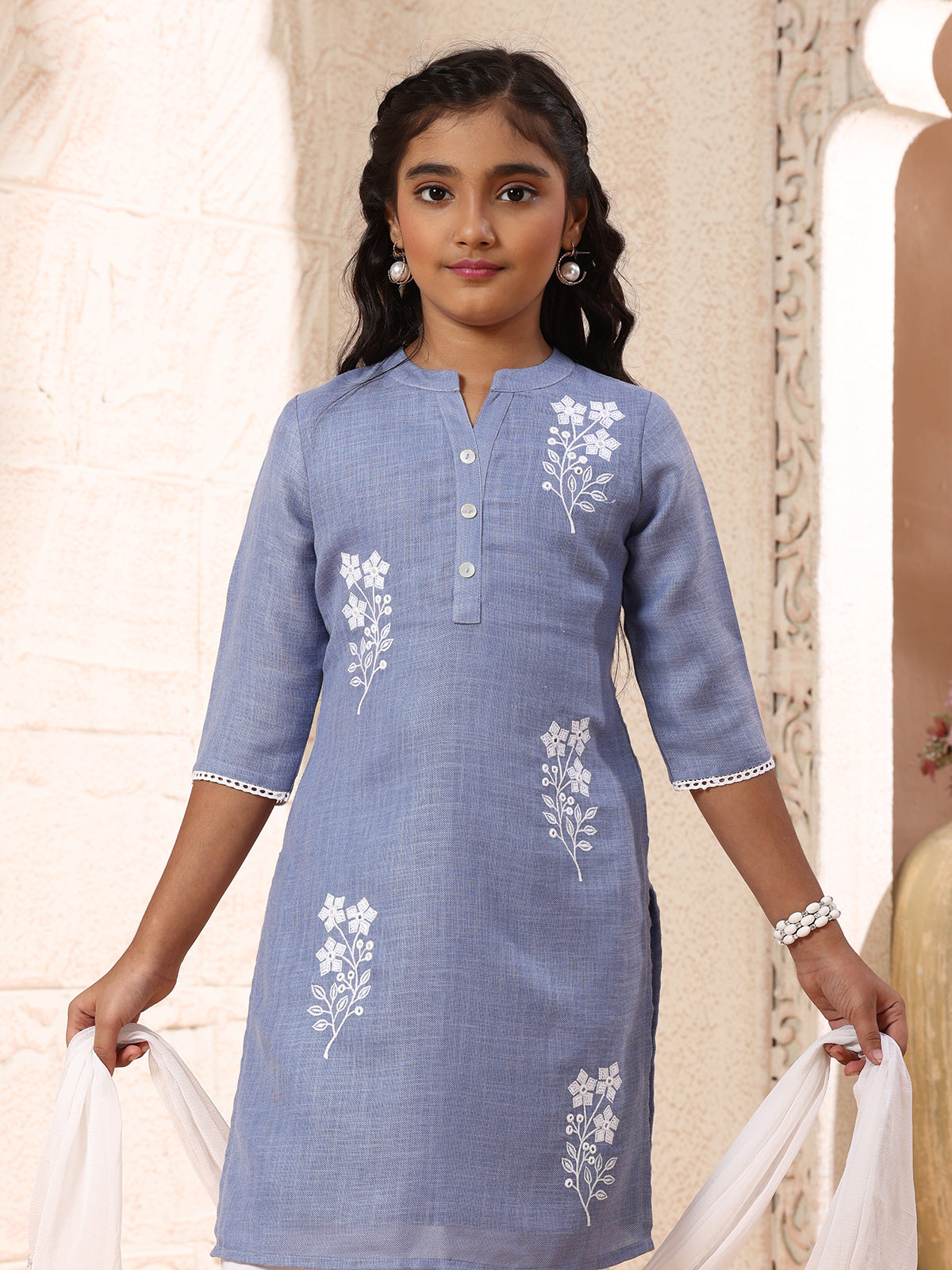 Blue floral girls pant suit