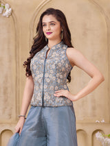 Stone blue girls palazzo suit