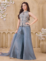 Stone blue girls palazzo suit