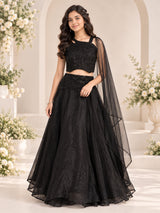 Black organza girls lehenga choli