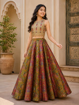Multicolour heritage girls lehenga choli