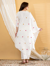 White colourful floral women kurti set