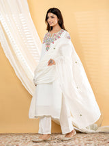 Off white kashmiri floral women kurti set