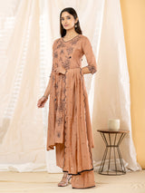 Light brown botanical women kurti set