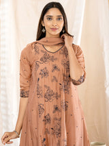 Light brown botanical women kurti set