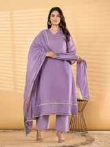 Lavender pom lace women kurti set