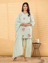 Mint green floral salwar women kurti set