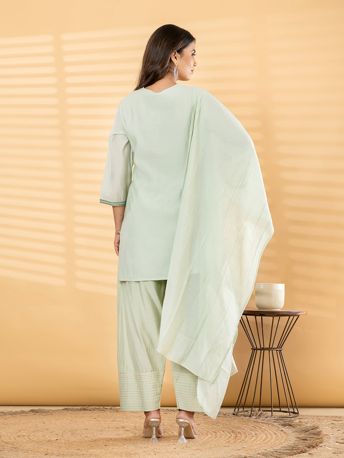 Mint green floral salwar women kurti set