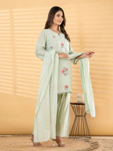 Mint green floral salwar women kurti set