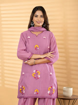 Lavender floral salwar women kurti set