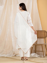 White lace panel  anarkali women kurti set