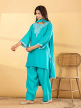 Blue floral salwar women kurti set