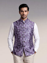 Purple regal printed mens waistcoat