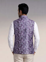 Purple regal printed mens waistcoat