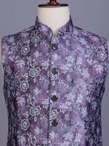 Purple regal printed mens waistcoat