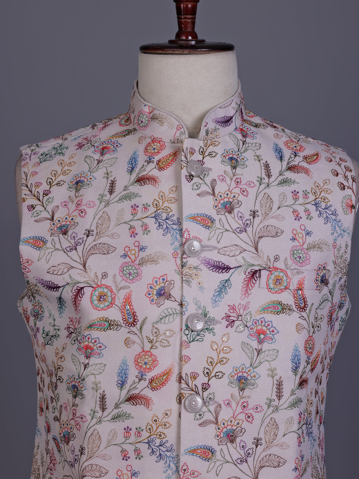 Beige botanical mens waistcoat