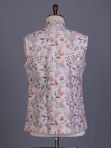 Beige botanical mens waistcoat