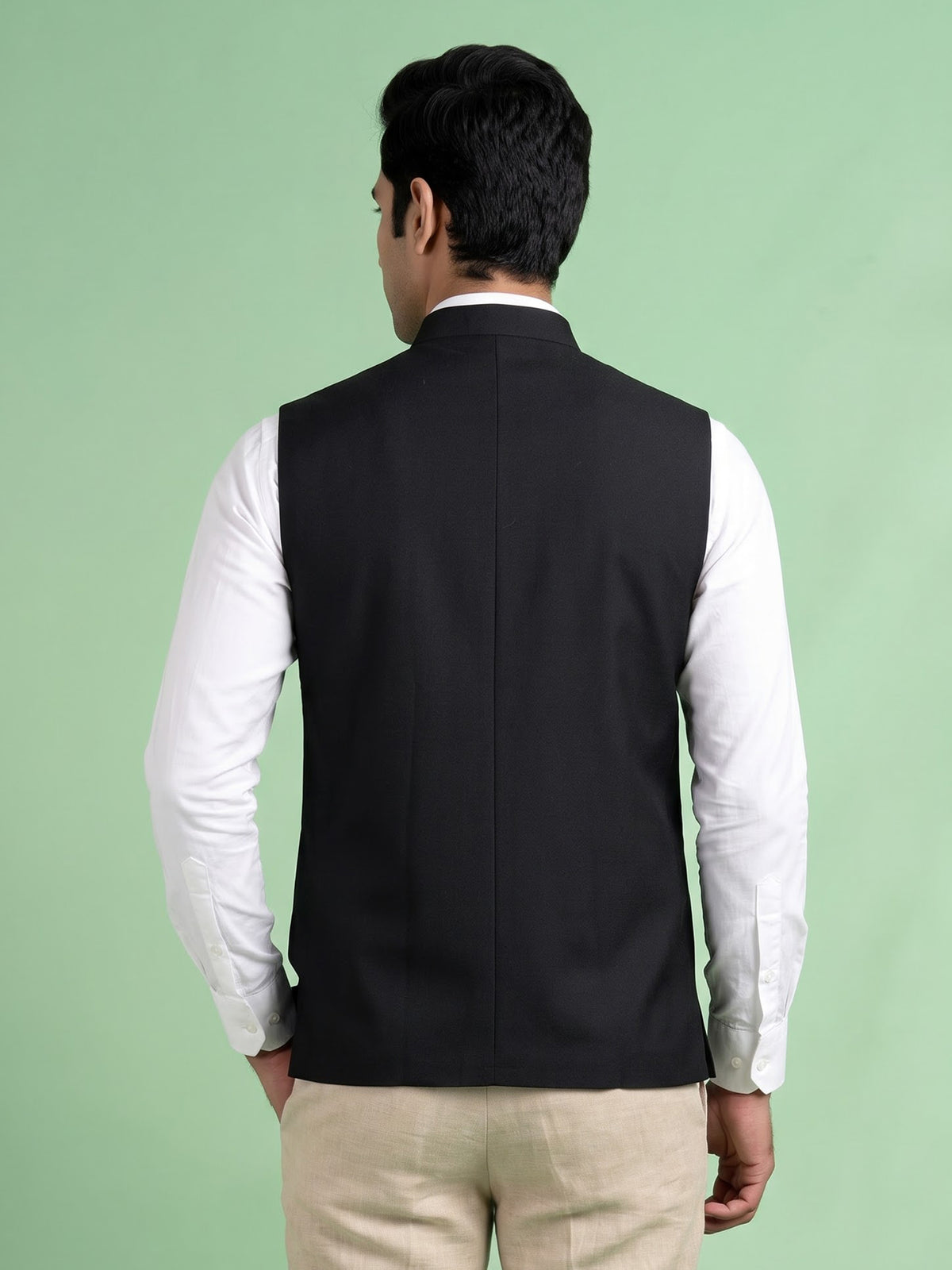 Black polished mens waistcoat