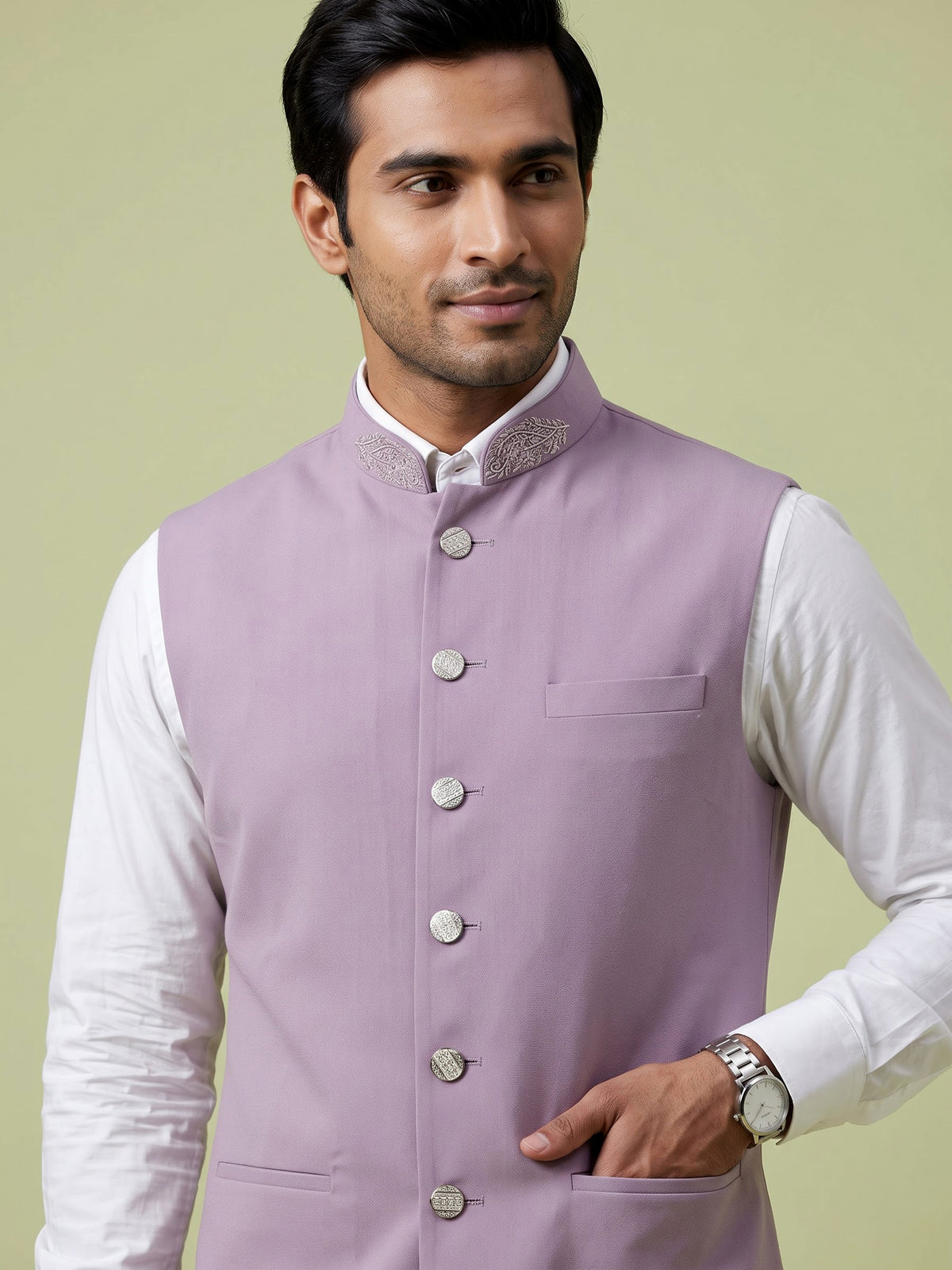 Dusty lavender designer mens waistcoat