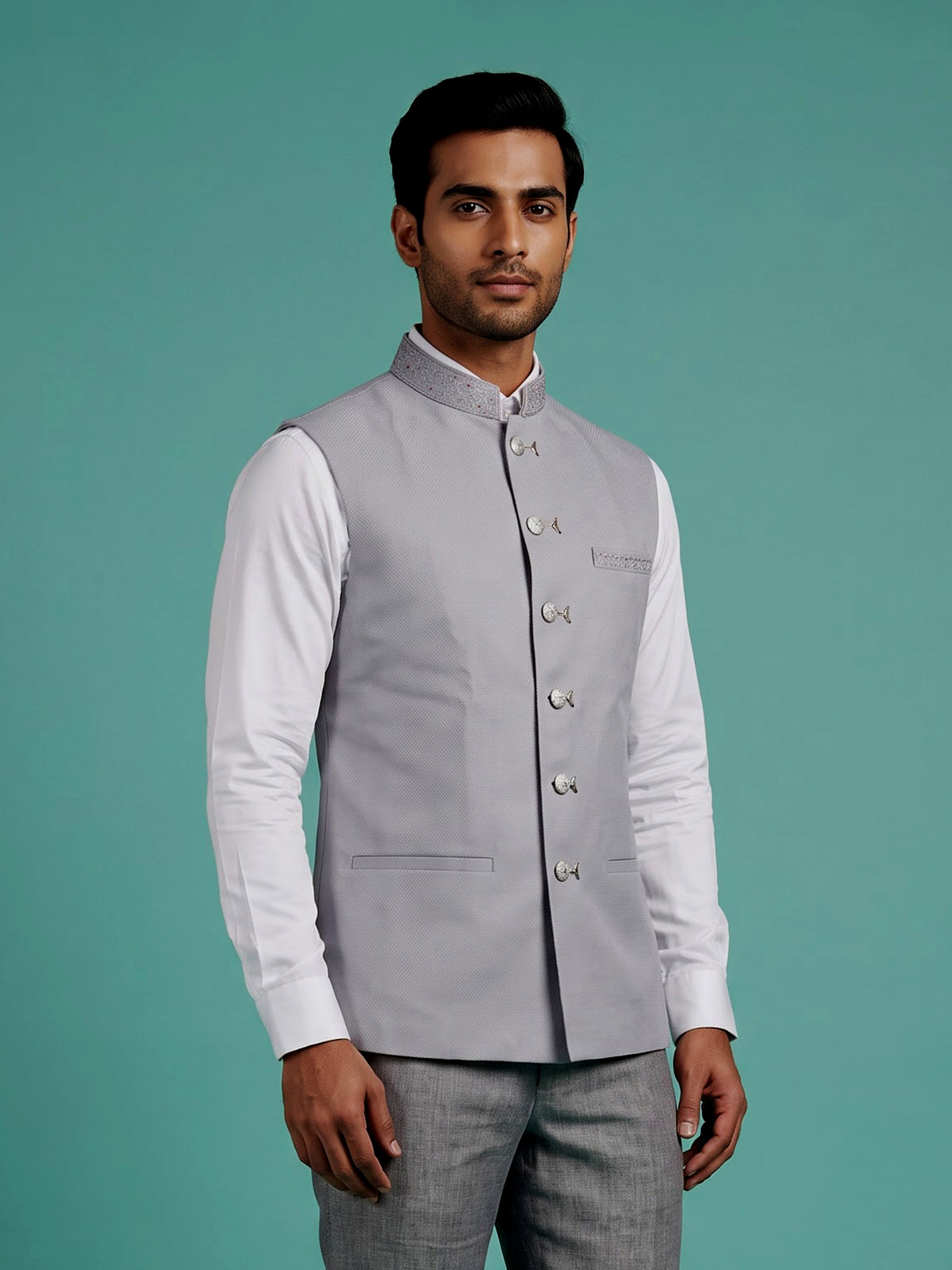 Sky blue refined mens waistcoat