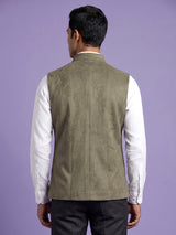 Mehendi olive premium mens waistcoat