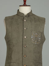 Mehendi olive premium mens waistcoat
