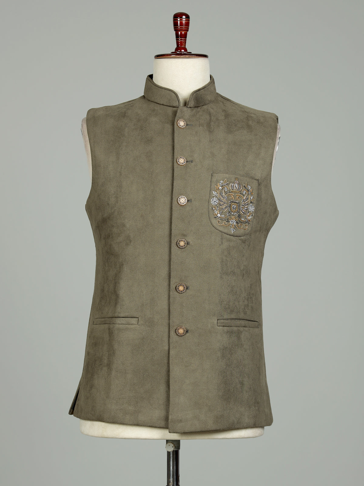 Mehendi olive premium mens waistcoat